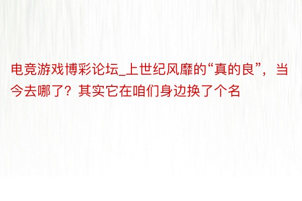 电竞游戏博彩论坛_上世纪风靡的“真的良”，当今去哪了？其实它在咱们身边换了个名